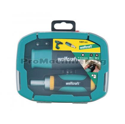 Комплект отвертка с ъглов накрайник и битове  1/4" - WOLFCRAFT 1001000
