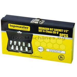 Вложки шестограм 1/2 4-17мм 9бр CR-V - Top Master Pro 