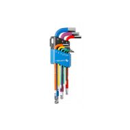 HT1W806 Комплект шестостенни ключове от 9 части, дълго рамо, цветно кодирани Hogert