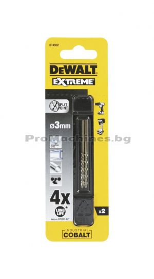 Свредло за метал HSS-CO Extreme КОБАЛТ - ф 3.0 мм. 2 бр - DEWALT DT4902