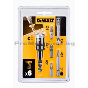 Комплект битове от 6 части с магнитен държач - Dewalt,DT71514