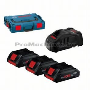 Комплект батерии и зарядно Li-Ion комплект 18.0 V, 4.0 Ah, 3x GBA 18 V, GAL 1880 CV